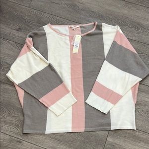 Cyrus Women's Crew Neck Sweater - Pink, Gray, and Cream